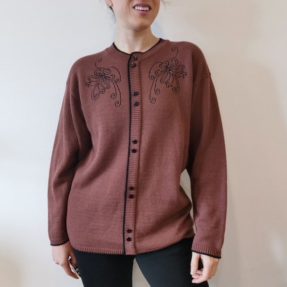 *sold* Vintage large burgundy pullover sweater, women's vintage tops - Picture 3 of 7